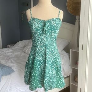 Green floral print dress